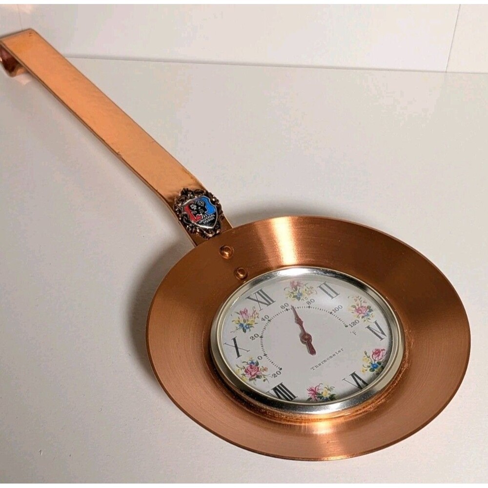 Vintage Universal City Studio Enamel Copper Thermometer Clock Souvenir Kitschy